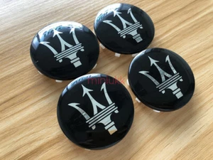 4x 60mm Maserati Ghibli Centre Wheel Centre Cap Set Badge Chrome Silver Black - Picture 1 of 6