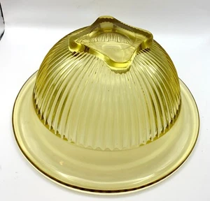Federal Glass Golden Glow Amber Ribbed Mixing Bowl Large 9.75" Diameter Vintage - Picture 1 of 10