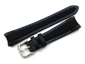 Stap Band Pelle/Cordura compatibile Rolex GMT/OYSTER Nero Blu20/16mm Hand Made - Imagen 1 de 5