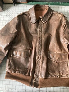ORIGINAL WWII A2 PERRY? FLIGHT JACKET 40 LEATHER BOMBER PILOT Pro-Restored - Picture 1 of 12