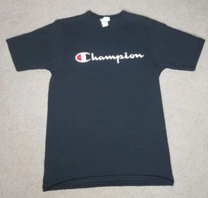 Champion T Shirt Black Men's Size L Large Spell Out Vintage 90's Logo - Picture 1 of 4
