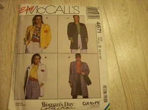 VINTAGE MCCALL'S PATTERN UNCUT, NEVER USED -MISSES UNLINED JACKET - #4671 EASY - Picture 1 of 2