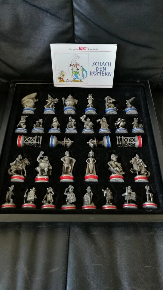 ASTERIX & OBELIX SCHACHSPIEL KOMPLETT Zinnfiguren Marmorplatte Zinn EXTEC TOP!! - Bild 1 von 2