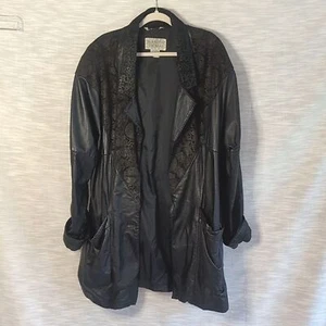 Vintage 80s Oversized Leather Jacket Brandon Thomas Unique Streetwear Paisley - Picture 1 of 11