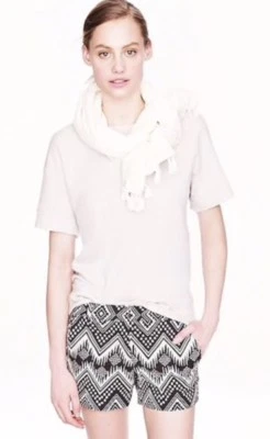 Pantalones Cortos J.CREW Diamond Ikat Negro Marfil Crema 3" Clásicos Geométricos Talla 00 #A2647 Foto 1 de 4