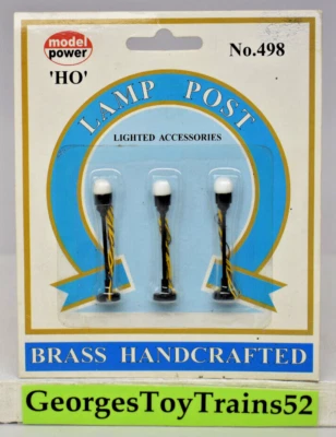 MODEL POWER HO 1:87 SCALE BRASS OPERATING LAMP POST 3-PACK 498 NEW MSRP $15 - Image 1 of 4