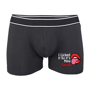 Personalised Valentine Boxer I Licked It So It's Mine Name Men's Boxer Valentine - Picture 1 of 2
