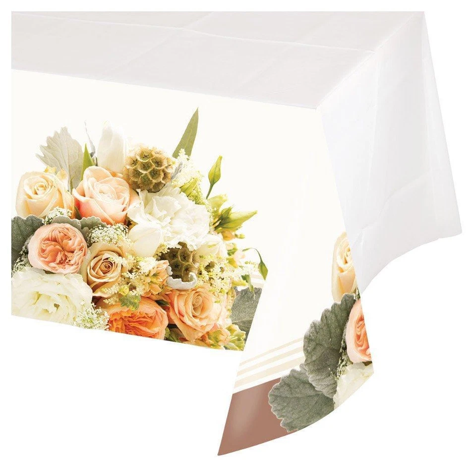 Rose Gold Bouquet Floral Bridal Shower Wedding Party Decoration Tablecover - Image 1 of 1