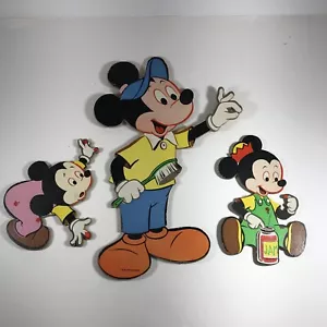 Mickey Mouse Disney Cardboard Wall Hangings Group of 3 - Picture 1 of 11