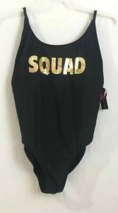 No Boundaries Cheeky High Leg 1pc “SQUAD” Black Swimsuit M7/8 #BCH - Picture 1 of 2