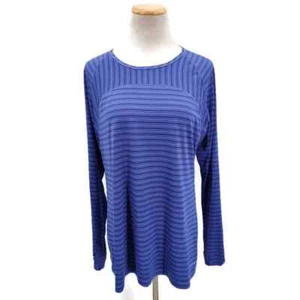 Eddie Bauer purple and navy stripe athletic outdoorsy top large - Picture 1 of 5