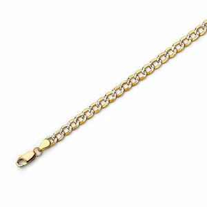 14k Gold Hollow Cuban Pave Chain Necklace Two-Tone 16"-24" 2.5MM/3.5MM/4.4MM - Picture 1 of 13