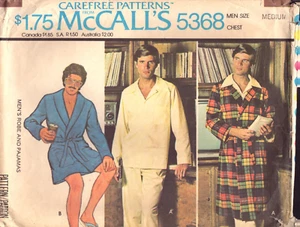McCall's 5368 ~ Wrap Robe w/ Shawl Collar-Pockets-Belt-Carriers-Button PJ-Med. - Picture 1 of 8