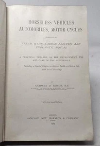 HORSELESS VEHICLES AUTOMOBILES, MOTOR CYCLES - HIDCOX - 1900 - ILLUS. - VG COND. - Picture 1 of 7