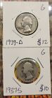 1937-S San Francisco & 1939-D DeverNICE Circulated Condition 90% Silver Quarter 