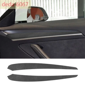 Soft Suede Black Interior Door Panel Decorative Cover For Tesla Model 3 /Y 2020+ - Picture 1 of 8