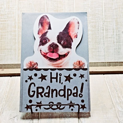 Tarjeta del día del padre American Greetings para abuelo perro gris negro brillo Foto 1 de 4