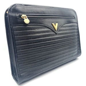 Auténtico Bolso Clutch Valentino Cuero Negro Cremallera - Imagen 1 de 12