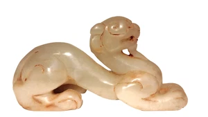 Antique Chinese Tang style  White Jade Tiger - Picture 1 of 19