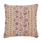 20" X 20" Burgundy Red Block Print Floral Reversible Cotton Decorative Pillow