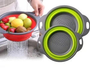 Cestello Scarico Silicone Pieghevole Colino Pasta Frutta Drenaggio per Utensile Cucina - Foto 1 di 13