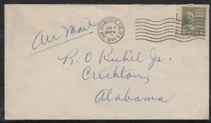 9 de junio de 1944 Prexie solo uso 813 San Francisco CA a Crichton AL correo aéreo - Imagen 1 de 1