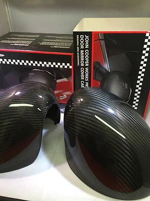 JOHN COOPER WORKS DOOR MIRROR COVER CAPS JCW PRO CARBON FIBER F56 F55 960 961 - Image 1 of 4