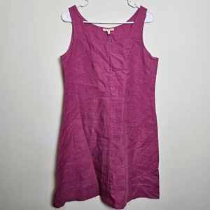 Eileen Fisher Petite PM 100% Leinen ärmelloses Etuikleid rosa - Bild 1 von 5