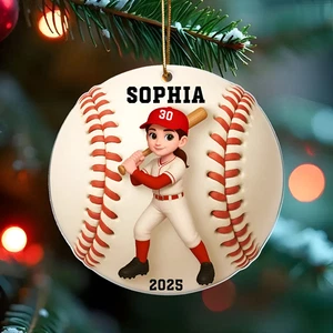 Giocatore di Baseball Effetto 3D, Ornamento Acrilico Personalizzato, Regalo Natale - Foto 1 di 6