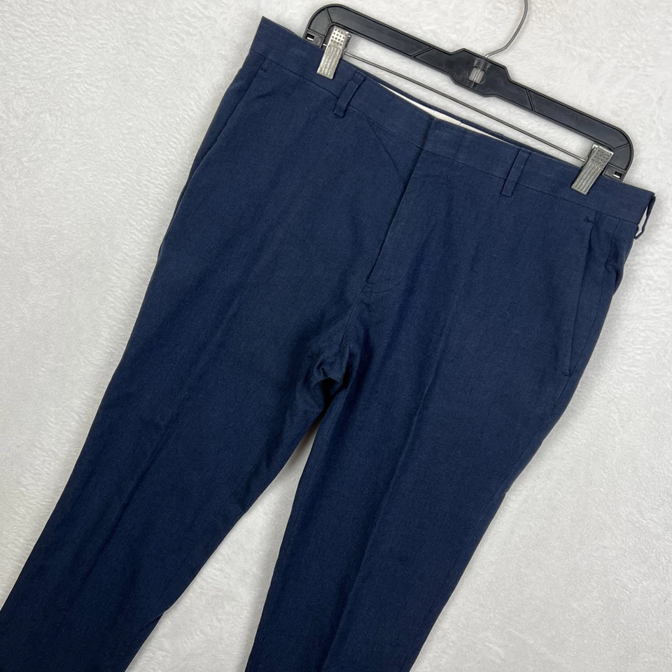 J Crew Ludlow Slim Fit Dress Pants Mens 33x30 (33x28) Blue Linen Cotten Somelos - Image 1 of 4