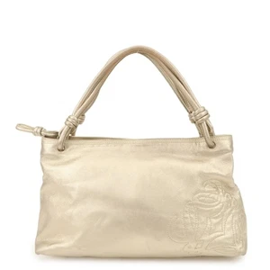 LOEWE Anagram Nappa Leather Hand Bag Shoulder Bag Champagne Gold Auth Used F/S - Picture 1 of 22