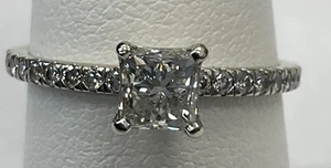 GIA Princess Cut Diamond Engagement Ring 0.73ct 14K White Gold-Free Shipping - Picture 1 of 14