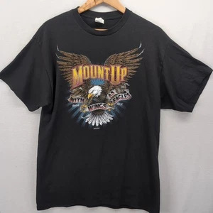 Y2K Kerusso Jesus Mount Up Christian T Shirt Tag Cut Fits Sz L Eagle Wings Cross - Picture 1 of 12