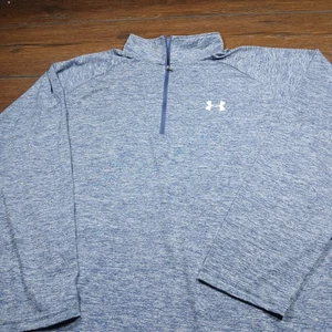 Under Armour Pullover Mens 2XL Blue Heather Quarter Zip Athletic Loose Fit Top - Picture 1 of 6