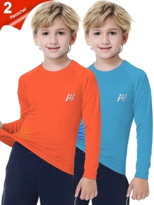 2 Pack Kids Boys Rash Guard UPF 50+ Toddler Swimwear Shirts Tops Sun Protection - Picture 1 of 14