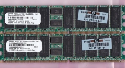 1GB 2x512MB PC2100R DDR-266 SMART SM5726445D8E6CHIBH HP 261584-041 ECC REG Kit - Image 1 of 2