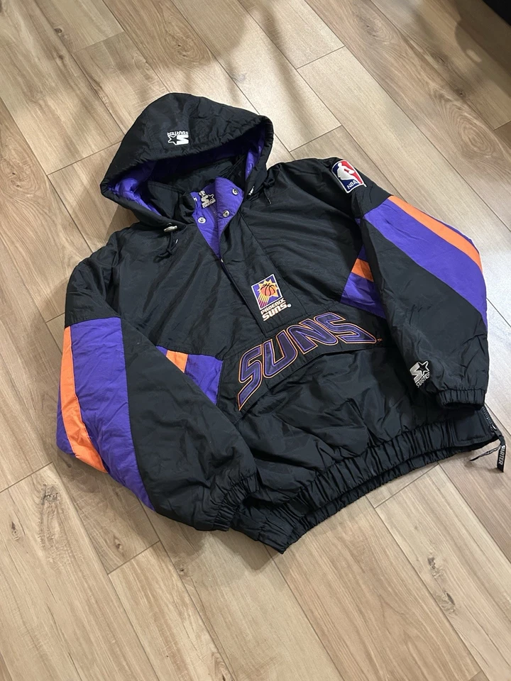 Chaqueta De Colección Años 90 Phoenix Suns Negra y Púrpura Starter Cuarto Cremallera Foto 1 de 4