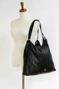 Kooba Everette Tote Shoulder Bag Black Soft Pebbled Leather Slouchy Boho Hobo - Picture 1 of 19