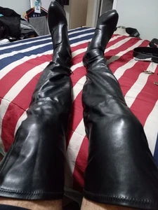 Thigh High Platform Boots US Size 10 Black Faux Leather 5.5 Heel - Great! - Foto 1 di 8
