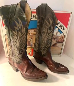 Justin braune Leder Eidechse Westernstiefel spitz zulaufend Damengröße 6B - Bild 1 von 23