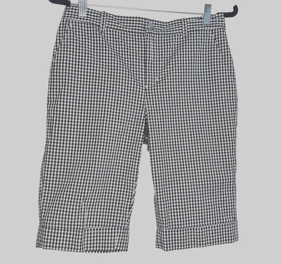 Pantalones Cortos Lauren Ralph 4 Negro Blanco Gingham Heritage Preppy Foto 1 de 4