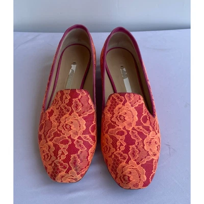 Sapatilhas de balé Nicholas Kirkwood laranja renda e couro vermelho tamanho 36 EUA 6 - Imagem 1 de 4