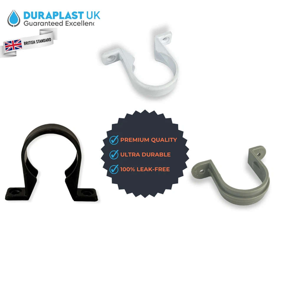 BATHROOMSANDTAPS Pipe Clip 32mm & 40mm | White | Grey | Black Duraplast