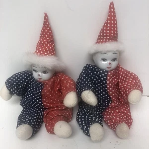 Konvolut alte Porzellan Clowns mit Gesicht Sand gefüllt Puppen - Bild 1 von 10