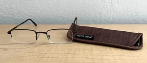 Foster Grant Harrison Brown Metal Half Rim Reading Glasses w/Case Qty Discounts - Picture 1 of 11