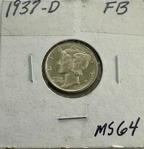 1937 Mercury Dime – NGC MS64 Full Bands – 90% Silver – From Broken Holder - Picture 1 of 4