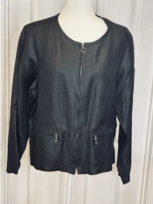 Chaqueta Negra Colección David Dart Sofisticada Lino Clásica Talla Grande Foto 1 de 4