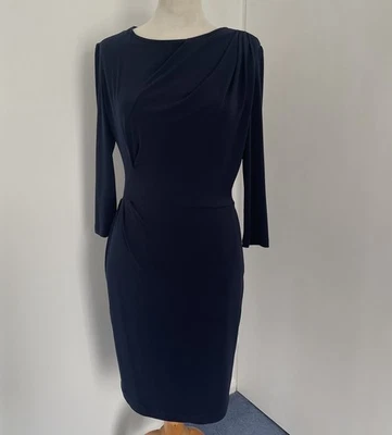 The Fold Clifton Dress Navy Blue Sz 12 Jersey Stretch Smart Work New - Image 1 of 4