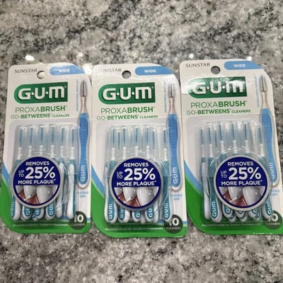 3 paquetes -GUM Proxabrush Go-betweens cepillos interdentales - anchos - 10 cada uno Foto 1 de 4