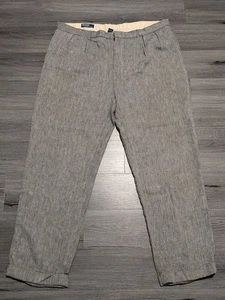 Vintage Polo Ralph Lauren Herren Leinen Baumwolle Fischgrät Plissee Bündchen Hose 42x32 - Bild 1 von 8